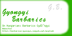 gyongyi barbarics business card